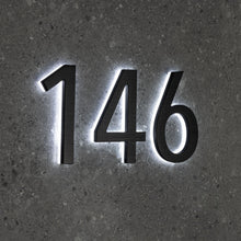 Afbeelding in Gallery-weergave laden, LUMO Lighting Technology | Illuminated Backlit LED Address Number 5" (Outdoor) - Black/Brushed Aluminum