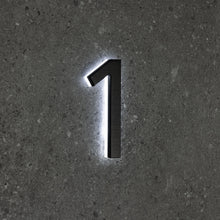 Afbeelding in Gallery-weergave laden, LUMO Lighting Technology | Illuminated Backlit LED Address Number 5" (Outdoor) - Black/Brushed Aluminum