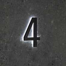 Afbeelding in Gallery-weergave laden, LUMO Lighting Technology | Illuminated Backlit LED Address Number 5" (Outdoor) - Black/Brushed Aluminum