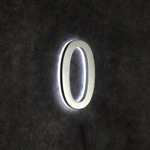 LUMO Lighting | Illuminated LED Address Number 5" (Outdoor) - Silver/Brushed Aluminum