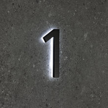 Afbeelding in Gallery-weergave laden, LUMO Lighting | Contemporary Illuminated Address Number 5&quot; (Outdoor) - Black/Brushed Aluminum
