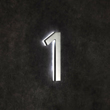 Ladda upp bild till gallerivisning, LUMO Lighting | Illuminated LED Address Number 5&quot; (Outdoor) - Silver/Brushed Aluminum
