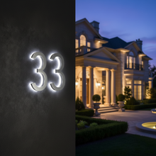 Ladda upp bild till gallerivisning, LUMO Lighting Technology | Illuminated LED Address Number 5" (Outdoor) - Silver/Brushed Aluminum
