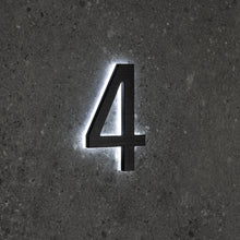 Afbeelding in Gallery-weergave laden, LUMO Lighting | Contemporary Illuminated Address Number 5&quot; (Outdoor) - Black/Brushed Aluminum
