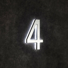 Ladda upp bild till gallerivisning, LUMO Lighting | Illuminated LED Address Number 5&quot; (Outdoor) - Silver/Brushed Aluminum
