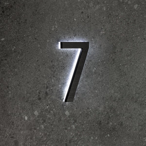 LUMO Lighting | Contemporary Illuminated Address Number 5" (Outdoor) - Black/Brushed Aluminum