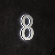 Ladda upp bild till gallerivisning, LUMO Lighting | Illuminated LED Address Number 5&quot; (Outdoor) - Silver/Brushed Aluminum
