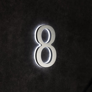 LUMO Lighting | Illuminated LED Address Number 5" (Outdoor) - Silver/Brushed Aluminum