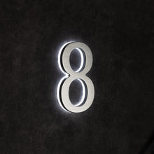将图片加载到图库查看器，LUMO Lighting | Contemporary Illuminated Address Number 5&quot; (Outdoor) - Silver/Brushed Aluminum
