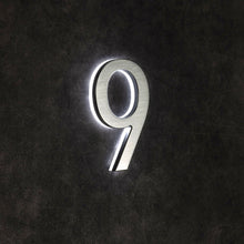 Ladda upp bild till gallerivisning, LUMO Lighting | Illuminated LED Address Number 5&quot; (Outdoor) - Silver/Brushed Aluminum
