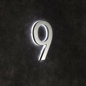 LUMO Lighting | Illuminated LED Address Number 5" (Outdoor) - Silver/Brushed Aluminum