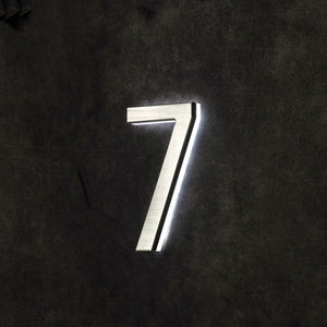 LUMO Lighting | Illuminated LED Address Number 5" (Outdoor) - Silver/Brushed Aluminum