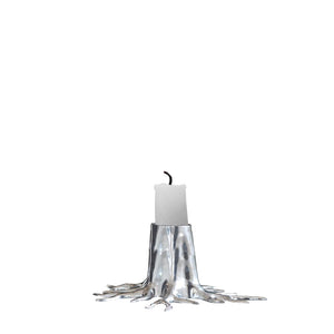 GARDEN GLORY | Kerzenhalter Mini Root - Silber x 2 mit Kerzenpackung