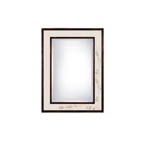 THOMAS AND GEORGE FURNITURE | Framed Leather Mirror with Blossoms